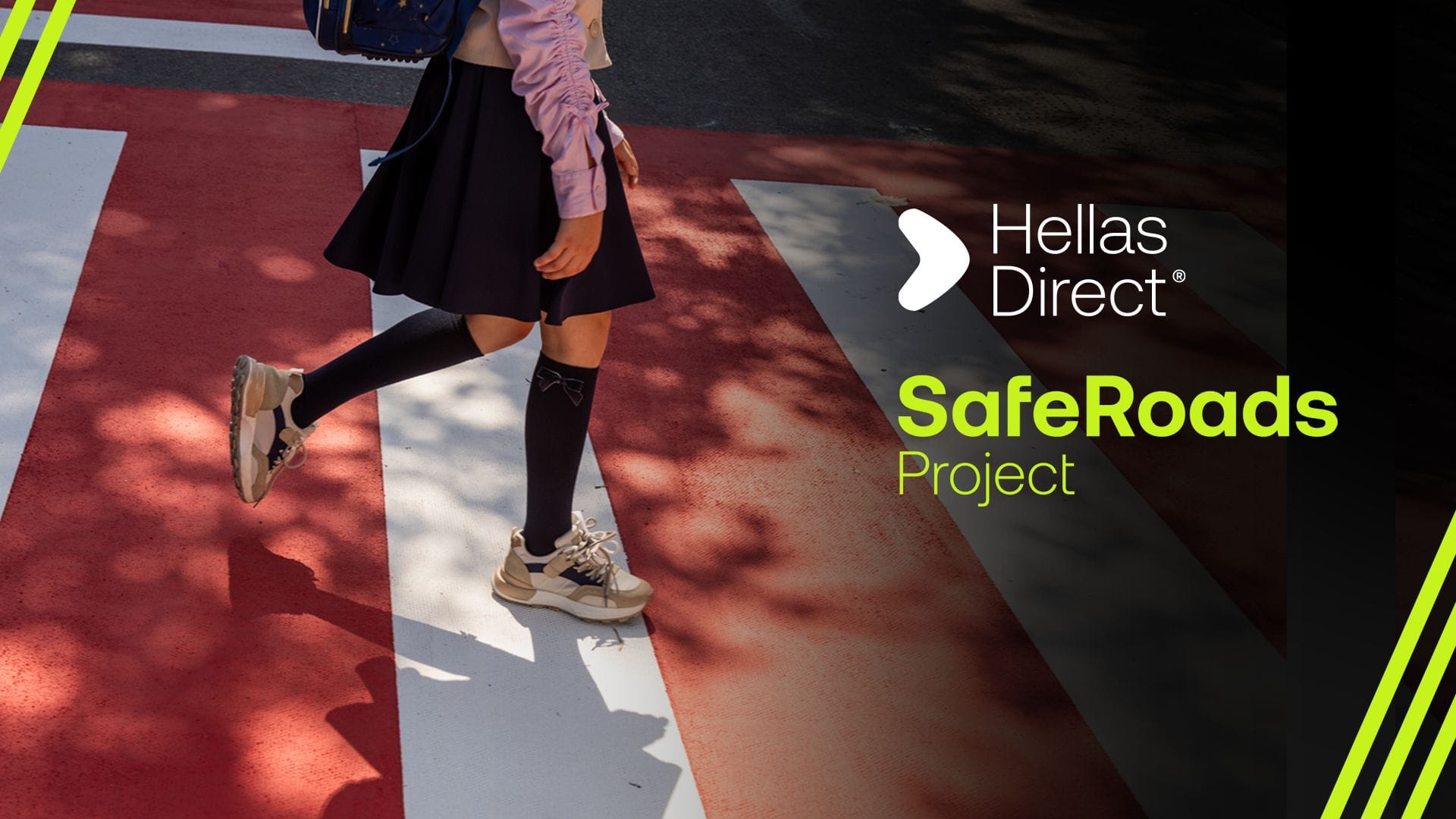 child's feet crossing a crosswalk